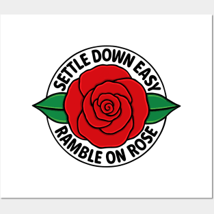 Ramble on Rose. Red Rose with Leaves Posters and Art